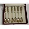 SET OF 6 STAMPED SILVER SPOONS W/ RED VELVET CASE