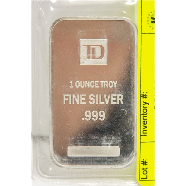 TD 1 OZ TROY FINE SILVER .999