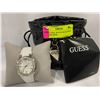 Image 1 : GUESS STEEL WATCH WITH WHITE LEATHER BAND