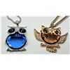 Image 1 : LOT OF SILVER/GOLDTONE RHINESTONE OWL PENDANATS