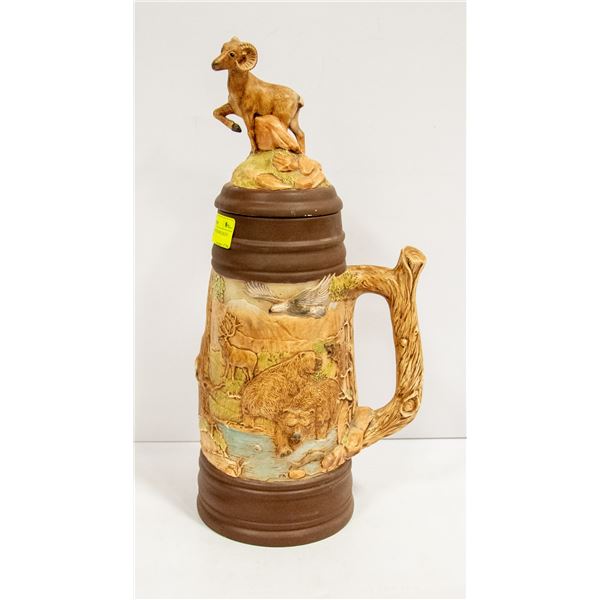 OVERSIZED STEIN WITH WILDLIFE / HUNTING SCENES