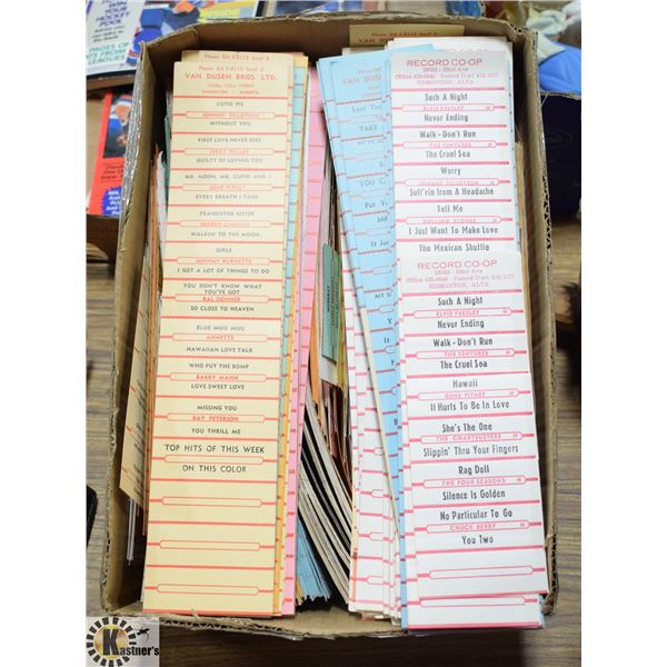 HUNDREDS OF RECORD NAME PLATES FOR JUKE BOXES