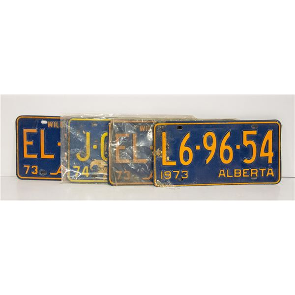 FLAT WITH 4 VINTAGE ALBERTA LICENSE PLATES