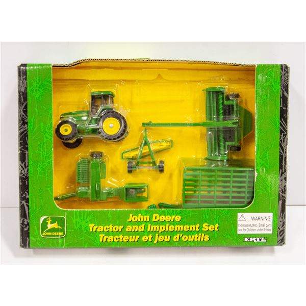 SEALED JOHN DEERE TRACTOR & IMPLEMENT SET SCALE