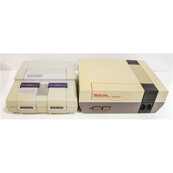 FLAT LOT OF VIDEO GAME CONSOLE, SNES & NES