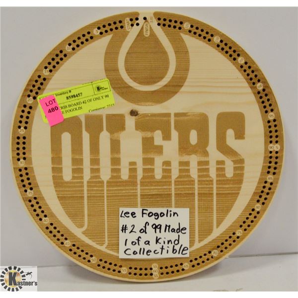 OILERS CRIB BOARD #2 OF ONLY 99 MADE LEE FOGOLIN