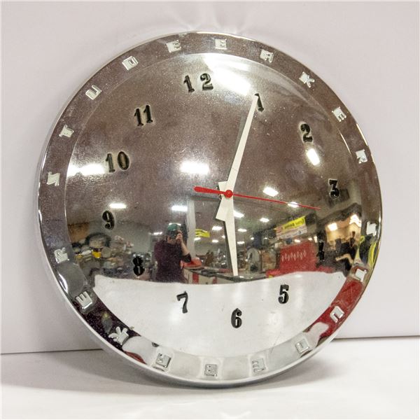 STUDBAKER HUBCAB WALL CLOCK APPROX 12" DIAMETER