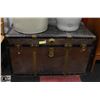 METAL COVERED WITH BRASS TRIM STORAGE TRUNK