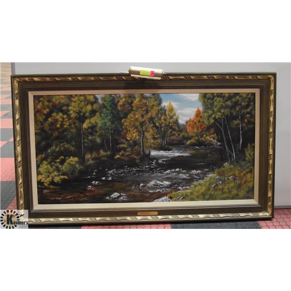 VINTAGE ILLUMINATED OIL ON CANVAS BY TROSSACHS