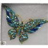 Image 1 : RHINESTONE BUTTERFLY BROOCH - TURQUOIS MARQUIS