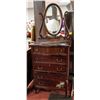 Image 1 : ANTIQUE CURVED FRONT DRESSER WITH MIRROR