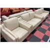 Image 1 : BEIGE GENUINE LEATHER SOFA, LOVESEAT & CHAIR SET