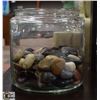 SHOWHOME DECORATIVE GLASS DISPLAY WITH RIVER ROCK