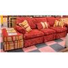 Image 2 : RUST COLOURED SOFA SET - SOFA, 2 CHAIRS 2 OTTOMANS