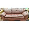 Image 1 : BROWN LEATHER COUCH SET (SOFA, LOVE SEAT, & CHAIR)