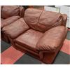 Image 3 : BROWN LEATHER COUCH SET (SOFA, LOVE SEAT, & CHAIR)