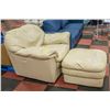 Image 2 : OFF WHITE COLOURED CHAIR + OTTOMAN SET