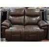 Image 1 : BROWN LEATHER ELECTRIC RECLINING LOVESEAT