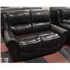 Image 3 : BROWN LEATHER NAILHEAD ELECTRIC RECLINING SOFA W/