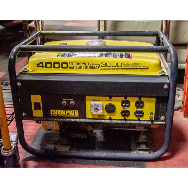 CHAMPION GENERATOR, 3000 MAX RATED WATTS