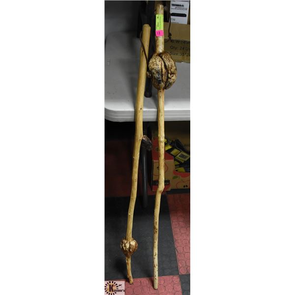 PAIR OF BURLE WALKING STICKS