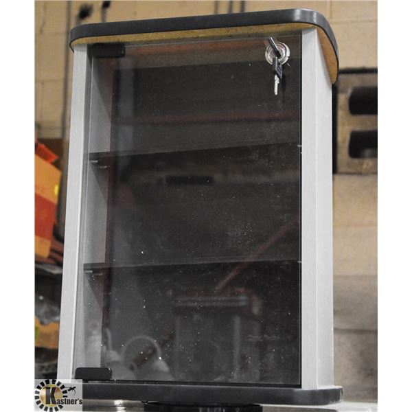 DOUBLE SIDED REVOLVING LOCKABLE DISPLAY W/KEYS