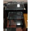 Image 1 : BLACK METAL FRAME TABLE W/ TEMPERED GLASS INSERTS