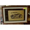 Image 1 : FRAMED WOOD 45 INDIAN MOTERCYCLE PICTURE
