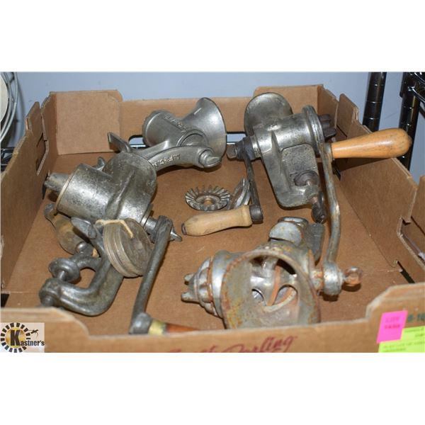 FLAT LOT OF ASSORTED MEAT GRINDERS