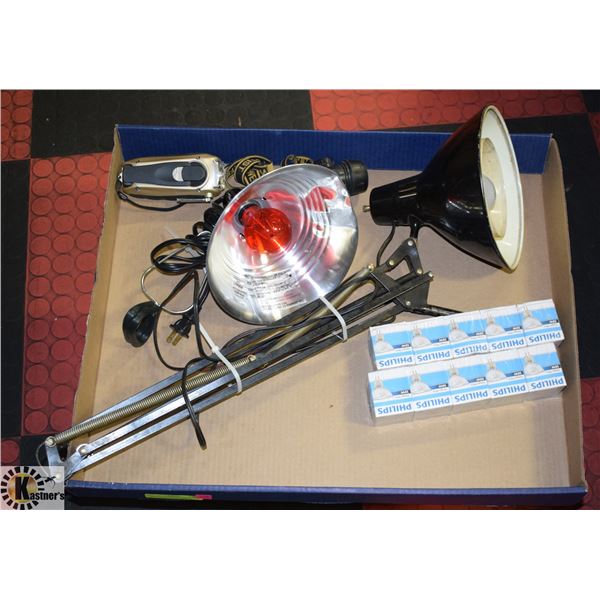 2 SHOP LAMPS,EMERGENCY LIGHT/RADIO,HEAD LIGHT,10