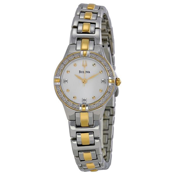 BULOVA DIAMOND SILVER DIAL TWO-TONE LADIES WATCH