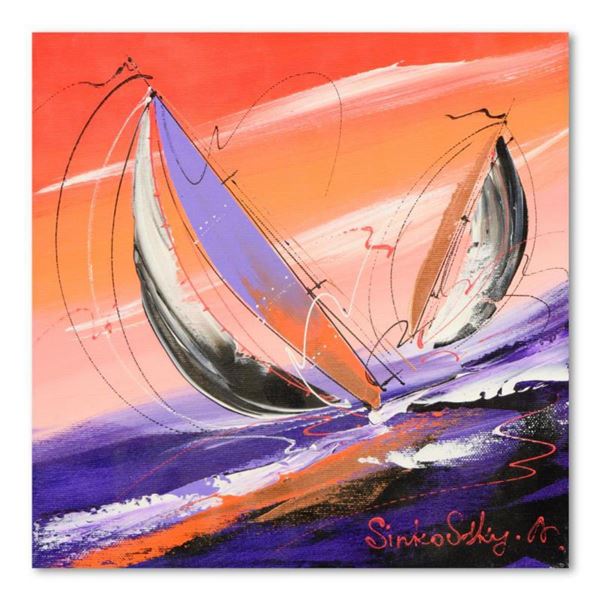 Natalia Sinkovsky, "Bright Sunset" Original Acrylic Painting on Canvas, Hand Signed with Letter of A