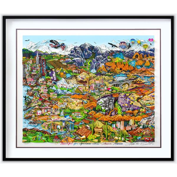 Charles Fazzino- 3D Construction Silkscreen Serigraph "O BEAUTIFUL FOR SPACIOUS SKIES…AMERICA…AMERIC