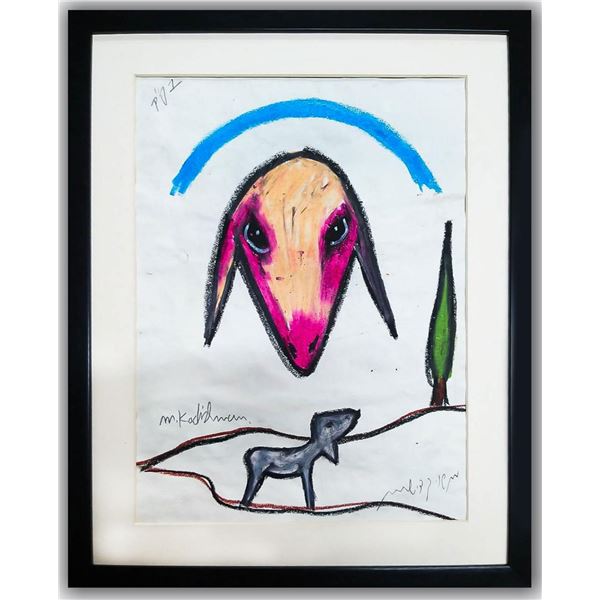 Menashe Kadishman- Pastel on Paper "Untitled"