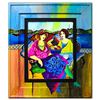 Patricia Govezensky- Original Watercolor with Hand Painted Frame "Lucia & Gianna"