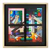 Image 1 : Ferjo, "Paris Lovers with Music" 4 Original Paintings on Canvas, Hand Signed with Letter of Authenti