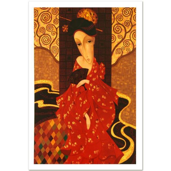 Sergey Smirnov (1953-2006), "Geisha In Red" Limited Edition Mixed Media on Canvas (32.5" x 50.5"), N