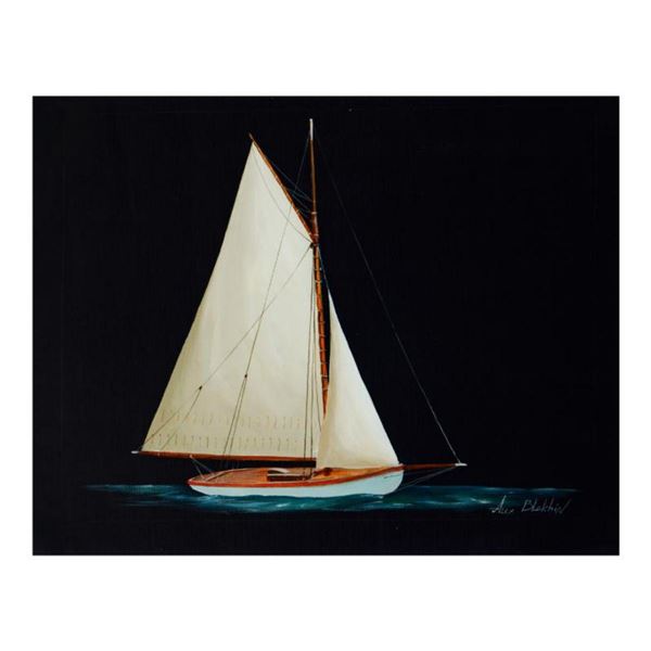 Alex Blokhin, "One Masted Yacht" Original Oil Painting on Canvas, Hand Signed with Letter of Authent