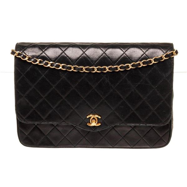 Chanel Black Leather Vintage CC Flap Shoulder Bag