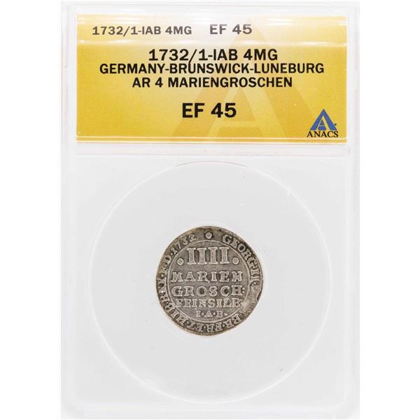 1732/1-IAB Germany Brunswick Luneburg AR 4 Mariengroschen Coin ANACS XF45