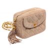 Image 3 : Chanel Beige Quilted Suede Small Tassel Camera Bag