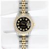 Image 3 : Rolex Ladies 2 Tone Black Diamond Lugs Oyster Perptual Datejust Wristwatch With