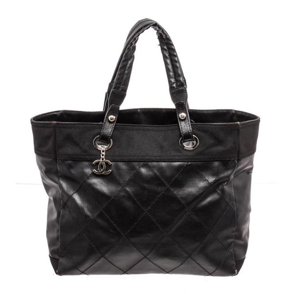 Chanel Black Leather Paris Biarritz Shoulder Bag