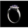 Image 4 : 14KT White Gold 0.64 ctw Tanzanite and Diamond Ring