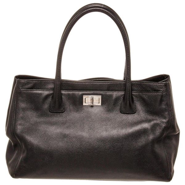 Chanel Black Caviar Leather East West Cerf Shoulder Bag