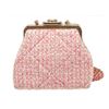 Image 2 : Chanel Pink Tweed Small Chain Kiss Shoulder Bag