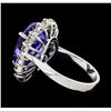 Image 3 : GIA Cert 9.31 ctw Tanzanite and Diamond Ring - 14KT White Gold