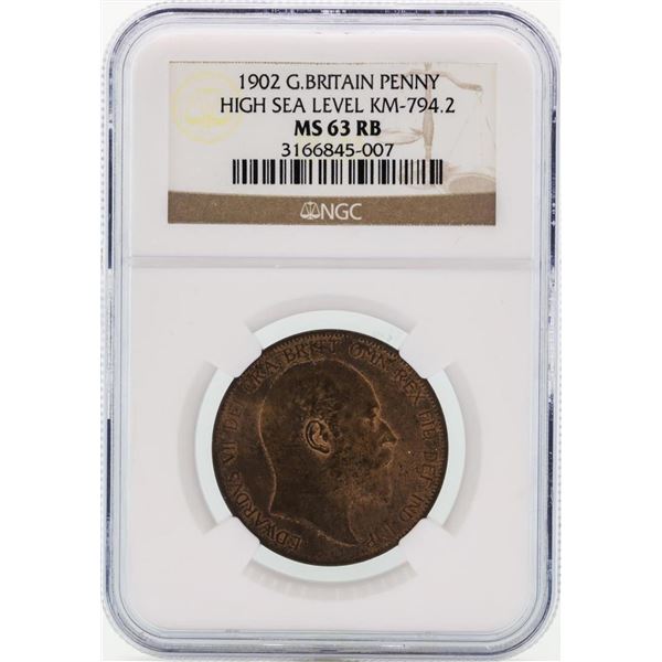 1902 Great Britain High Sea Level Penny NGC MS63RB