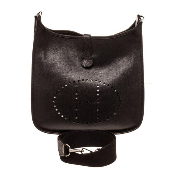 Hermes Black Leather Evelyne 1 GM Shoulder Bag