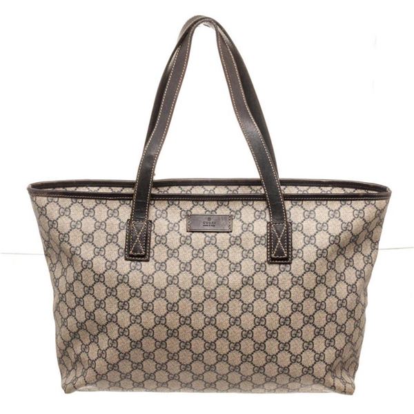 Gucci Brown Canvas GG Supreme Tote Bag